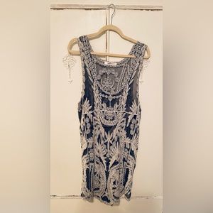 NWOT Boho Lace overlay sheath tunic black and white (size small)